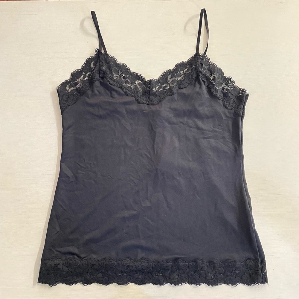 NWT White House Black Market Black Lace Trim Camisole